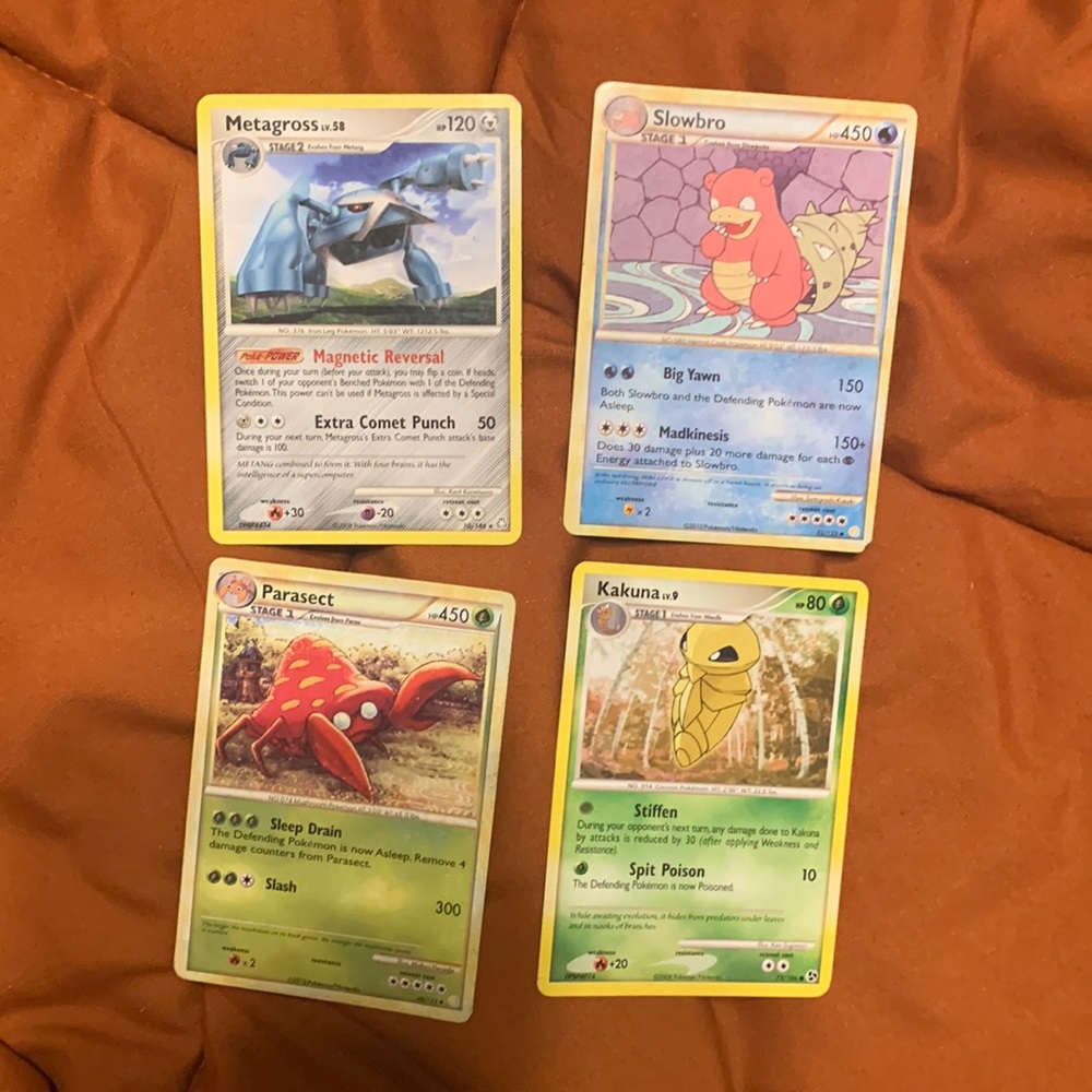 Pokémon Trading Card Bundle Kakuna, Parasect, Slowbro, Metagross